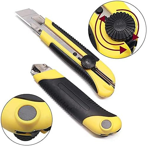 25MM Heavy Duty Utility Knife, Box Cutter SK-5 Retract Blades, Snap-Off Cutters with Rubber Grip for Cardboard, Boxes, DIY Crafts (Utility Knife)...