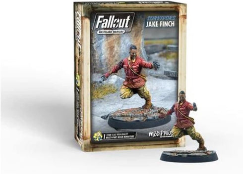 Modiphius Fallout Wasteland Warfare: Survivors Jake Finch - Unpainted Multi-Part Resin Miniature, RPG, Includes Scenic Base, 32MM Scale Figure, Ta...