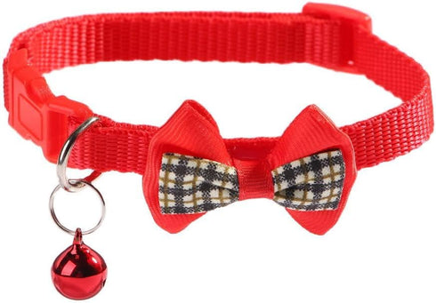 3pcs Plaid Bow Cat Collar with Bell,Adjustable Nylon Pet Necklace,Lovely Bowknot Cat Tie Pet Supplies,Durable Pet Accessories for Puppy Kitten...