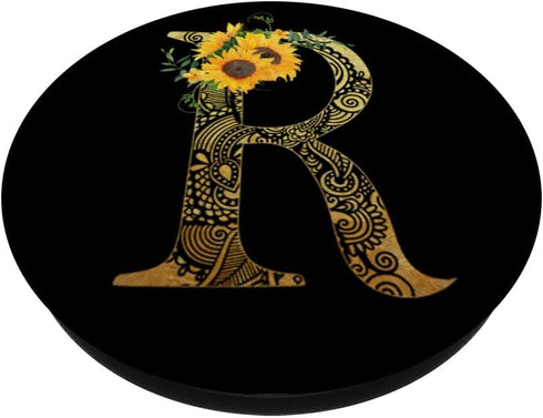 Sunflower Pop Socket Letter R - Phone Case Stand R Popsocket PopSockets PopGrip: Swappable Grip for Phones & Tablets PopSockets Adhesive PopGrip...