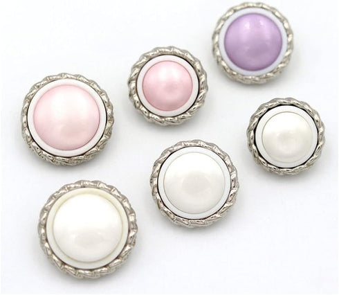 5Pcs Metal Resin Buttons Pearl Embellishment Crystal Upholstery Buttons for Jewelry Making Wedding DIY(Pink,22mm)...