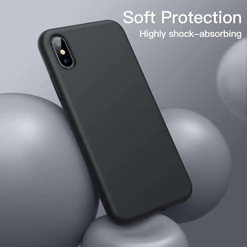 JETech Silicone Case for iPhone X, iPhone Xs, 5.8-Inch, Silky-Soft Touch Full-Body Protective Case, Shockproof Cover with Microfiber Lining (Black...