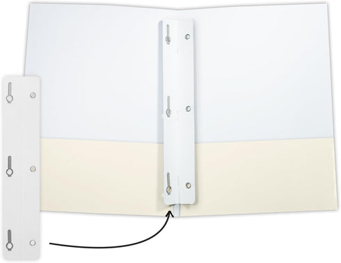 LUXPaper 3 Prong Tang Fastener Strips | Secure Folder Attachment | Three Hole Punched Paper Organizer | White | 5 Qty...