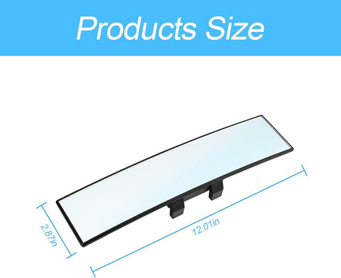 8sanlione Car Rearview Mirrors, Shock Resistant Interior Clip-on Panoramic Rear View Mirror for Car, Wide Viewing Range, 12 inch HD Universal Use ...