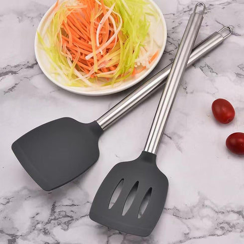 2 Pack of Silicone Solid Turner,Non Stick Slotted Kitchen Spatulas,High Heat Resistant BPA Free Cooking Utensils,Ideal Cookware for Fish,Eggs,Panc...