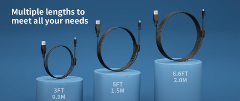 USB-A to Mini 8Pin USB 2.0 Fast Charging Transfer Cable with Silver-Plated Plugs and Anti-Jamming Ferrite Magnetic Ring, 3 Feet, Black...