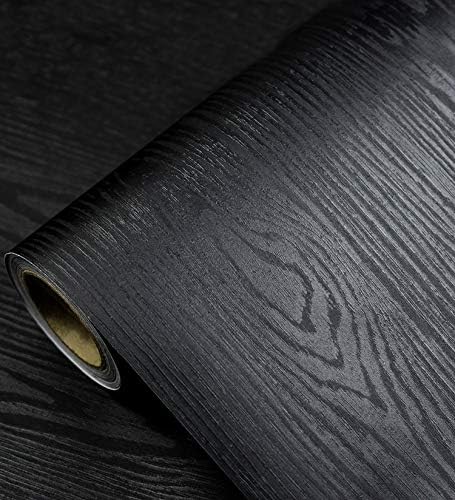 Black Wood Wallpaper - Peel and Stick Wallpaper Wood – Black Wood Self-Adhesive & Removable Wallpaper for Countertop Furniture Kitchen Wall, Reali...