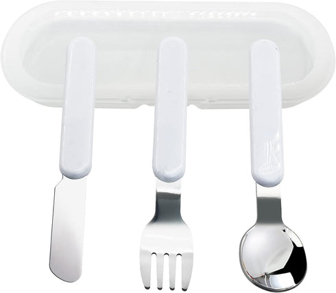 VANRA 3-Piece Children Knife Spoon Fork Set 18/10 Stainless Steel Child Flatware Set Kids Utensils Set with Case for Lunch Box (Fork Spoon Knife C...