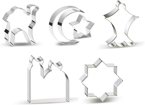 Islamic Ramadan Cookie Cutter Set, Eid Mubarak Party Decor, DIY Fondant Cake Baking Tools - Set of 6...