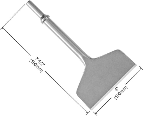 4 Inch Wide Pneumatic Chisel Bit, 0.401 Inch Shank Air Chisel Bit for Pneumatic Air Hammer, Tile & Thinset Scaling Chisel, Wall and Floor Scraper,...