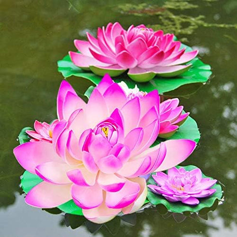 11Pcs Artificial Floating Plants Water Lily Lotus Flower and Leaves Pads for Home Garden Ponds Pool Aquarium Fish Tank Landscape Decoration...