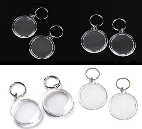 25PCS Clear Acrylic Photo Keychains - Round Blank Insert Photo Picture Frame Split Ring Keychain Snap In - Wallet Friendly Key Ring for Women & Me...