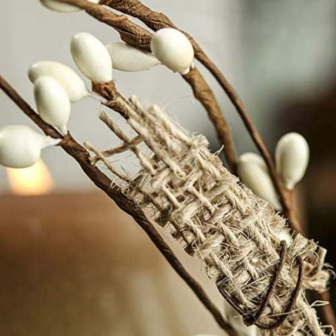NeoL'artes 60 inch White Pip Berry and Burlap Rustic Garlands for Holiday Home Decor and Craft (White)...