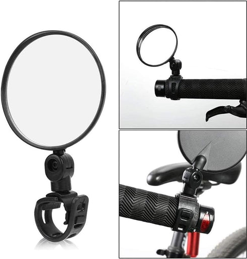 2 Pcs Bike Mirror, Bicycle Cycling Rear Mirror Rotatable Handlebar Convex Mirror Adjustable 360 Degree Rearview Bicycle Mirrors Shockproof Wide An...