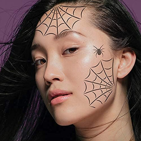 Stencil1FX - Spiderweb and Spider Eye Makeup Stencil for Costumes, Dress Up, Halloween, Cosplay, Arts, Face Painting, Witches, Vampires...