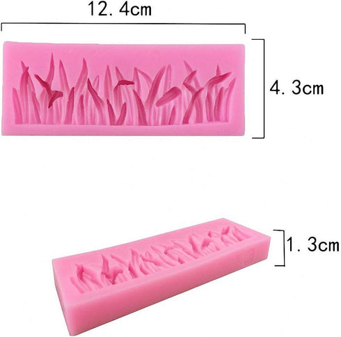 (Set of 2) Green Grass and Garden Picket Fence Silicone Fondant Mold Chocolate Candy Gumpaste Mold Cake Border Decorating Tool Polymer Clay Mold...