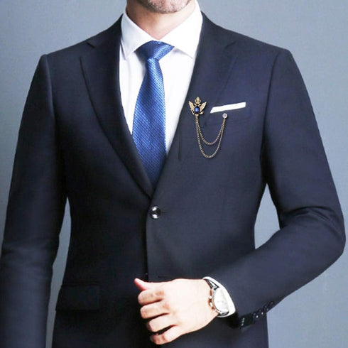3PCS Men's Brooch Suit Pin Badge with Chains Brooch Buckle Chain Collar Lapel Pin for Men Shirt Collar Pin Chain Brooch Decoration Metal Brooch Pi...