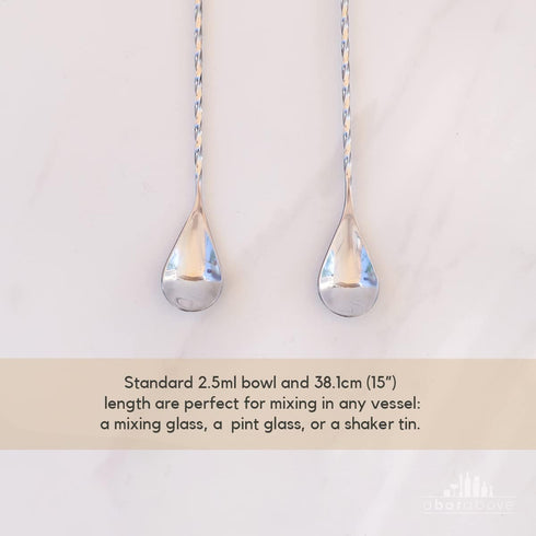 A Bar Above Long Spoon Bar Set, Spiral Handle Long Spoons, for Stirring and Layering, Stainless Steel Spoons, for Cocktail Set, Basic Professional...