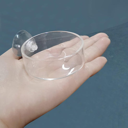 Aquarium Shrimp Feeder Dish with Suction Glass Fish Tank Feeding Bowls, Round Clear Dishes Tray, Non-Toxic, Safe, Dense, Smooth, Long-Term Use, 6 ...