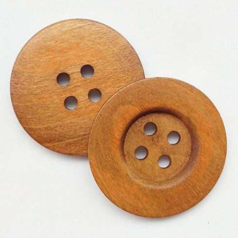 Chenkou Craft 20pcs Big Size 50mm 2" Light Brown Round Wood Buttons 4 Holes Craft Sewing Button...