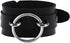 Men's Black Wide Faux Leather Collar Choker Adjustable Thick PU Necklace for Women,Alloy Metal Big Round Ring Charm...