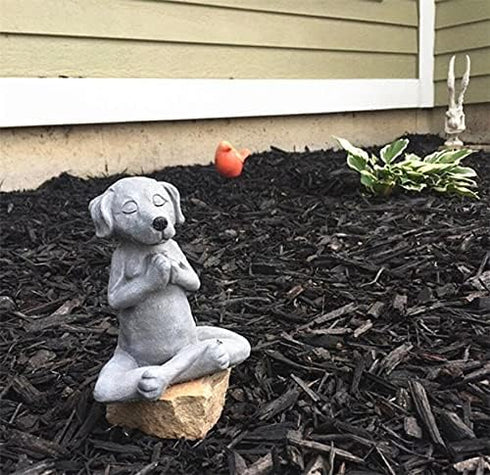 4.7" Meditation Dog Statue Yoga Dog Garden Decor Buddha Art Sculptures Home Ornament Garden Decoration, Home Decoration (Meditation Dog Statue, Do...