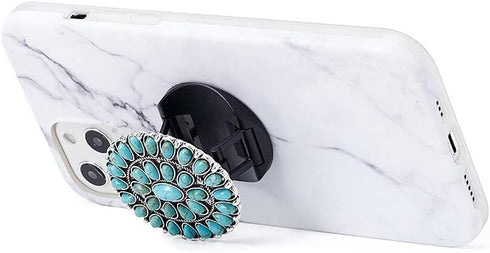 Turquoise Western Phone Grip Teal Marble Stone Phone Holder UYH6...