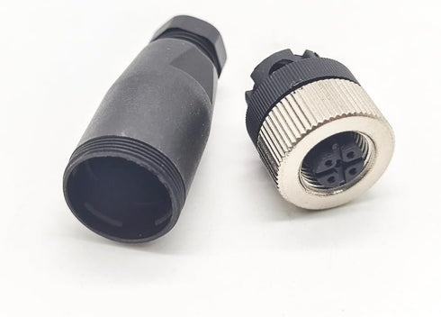 M12 Field Wireable Connector 4 Pin Straight Cable Mount Aviation Plug Waterproof IP67 Industrial Circular Sensor Connector (Female, D Code)...