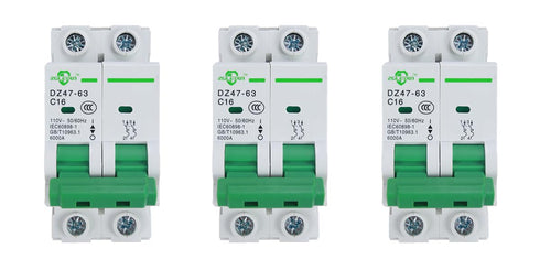 Miniature Circuit Breaker - 3 Pcs 110V/240V MCB DZ47-63 Mini Home Circuit Breaker 2 Pole 16A...
