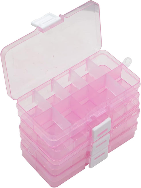 Yansanido 4 Pcs 10 Grids 5 Inch x 2.5 Inch Adjustable Small Removable Plastic Jewelry Organizer Divider Storage Box Jewelry Earring Tool Container...