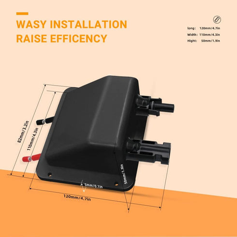 Solar Cable Entry Gland,0.33ft 10AWG Soft Solar Extension Cable and Connector, UV Resistance Dual Cable Entry Gland Housing on Rv, Boat, Camper (0...