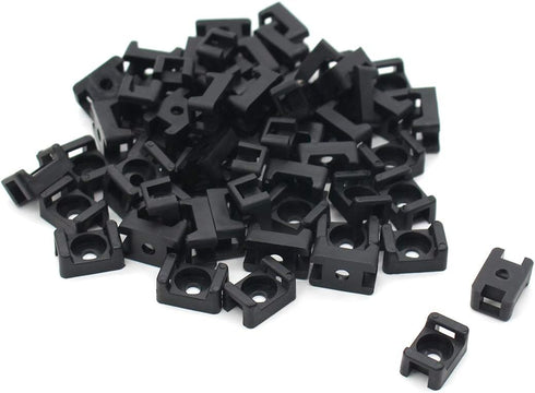 (100 Of Pack) Black 4.5mm Cable Tie Mount Base Saddle Type Mount Screw Wire Bundle Base Holder Width Cable Large Size 0.6 inch...