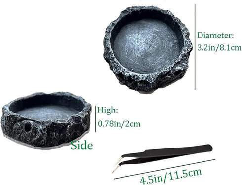 2PCS Reptile Water Dish Food Bowl Set Reptile Feeder Food and Water Dish with Feeding Tweezers Tong for Leopard Gecko Lizard Frog Snake Chameleon ...