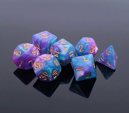 DND Dice Set Lake Blue & Purple Polyhedral RPG Dice for Dungeon and Dragons D&D Role Playing Games Table Games Glitter Dice...