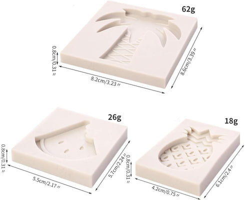 AKOAK 3 PCS New Cute Silicone Fondant Mold,Resin Clay Chocolate Candy Silicone Cake Mold, Ananas,Coconut Tree and Watermelon...