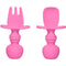 Silikong Silicone Utensils, Baby Fork and Spoon Set, Training Utensils, Baby Led Weaning Stage 1 for Ages 6 Months (Pink)...