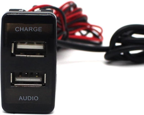 USB Car Charger with Audio Port for Toyota VIGO, 2.1A 2-Port Adapter for HTC, Samsung, Huawei, etc....