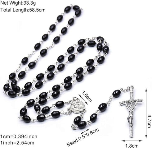 XAM 2Pcs/set Rosary Bead Cross Catholic Necklace Set Catholic Multicolor Rose Necklace Jewelry Religious Jesus Necklaces for Women Men...