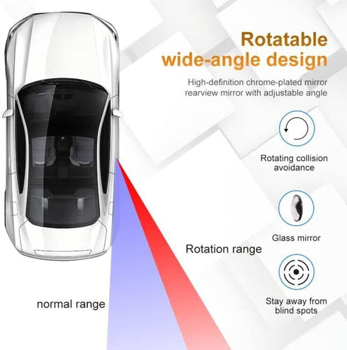 Passenger Rear View Mirror Back Adjustable Blind Spot Mirror, Rotatable Angle B Pillar Spot Mirrors for Get off Assist Support Mirror Car Door Ope...