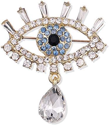 ROFARSO Lucky Charm Evil Eye with Tears Aojo Brooch Pin for Women Fully-Jewelled with Rhinestone Crystal for Wedding Party Prom Gift Accessories f...