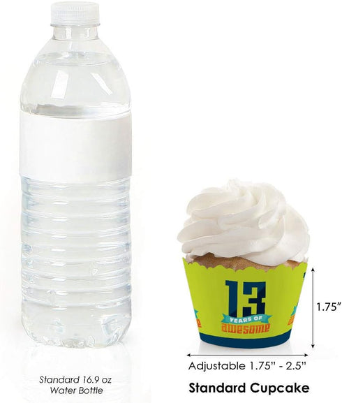 Big Dot of Happiness Boy 13th Birthday - Official Teenager Birthday Party Decorations - Party Cupcake Wrappers - Set of 12...
