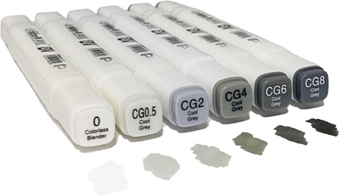 6pcs Grey Gray Alcohol Markers Set for Building Interior Design, Dual Tips Art Markers Drawing Sketched Double Tipped Markers for Adults Kids (Coo...