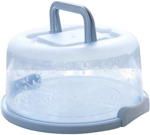 FEOOWV Plastic Small Cake Carrier Holder Round Container with Handle Suitable for 6~8 inch Diameter and 4 inch Height Small Cake (Blue)...