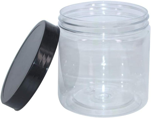 12 Pack 16 oz Plastic Jars With Lids, Extra Labels, 1 Pen, Clear PET Seal Jar for Food Storage,Wide Opening Storage jar For Dry Food, Peanut, Powd...