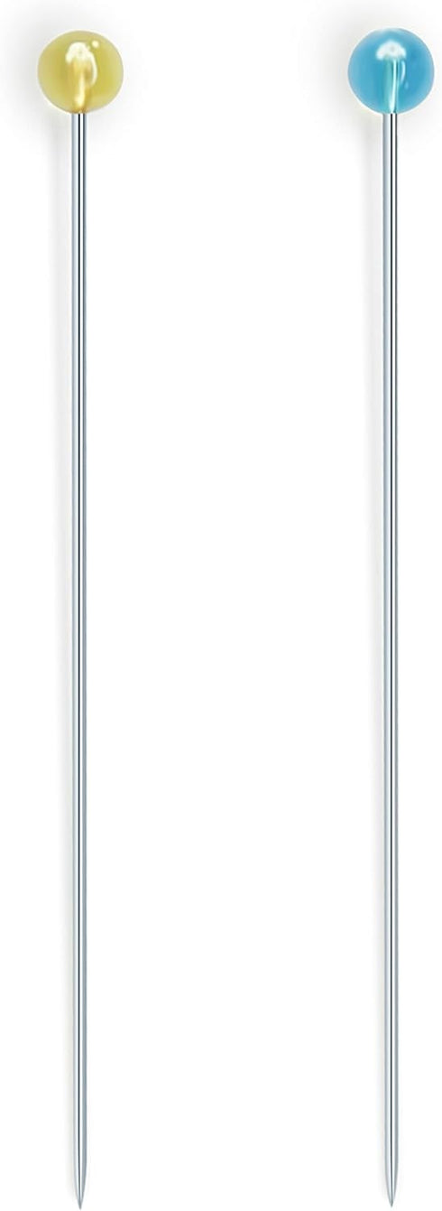 Dritz 3035 Crystal Glass Head Pins, 1-7/8-Inch (100-Count), Blue and Yellow...