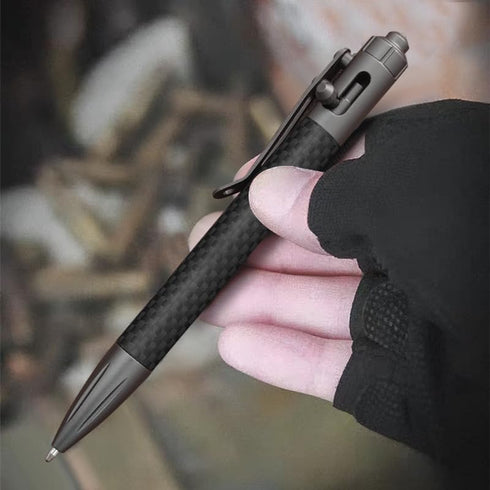 Cool Hand 4.9'' Carbon Fiber Bolt Action Pen, Ballpoint Ink Refillable, Office Business Writing Pens, Compact Size, Deep Pocket Clip, with a Refil...
