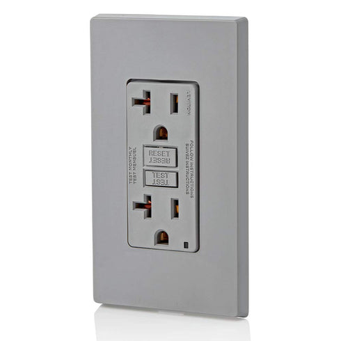 Leviton GFCI Outlet, 20 Amp, Self Test, Non Tamper-Resistant with LED Indicator Light, Protection from Electric Shock and Electrocution, GFNT2-GY,...