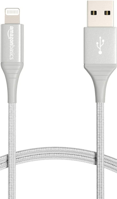 Amazon Basics USB-A to Lightning Charger Cable, Nylon Braided Cord, MFi Certified Charger for Apple iPhone 14 13 12 11 X Xs Pro, Pro Max, Plus, iP...