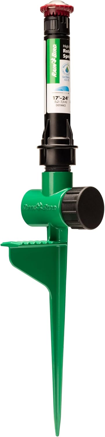 Rain Bird RVANSP Hose-End High-Efficiency Pro Rotary Sprinkler on Large Metal Spike, Hand Adjustable, 45° - 270° Pattern, 17' - 24' Spray Distance...