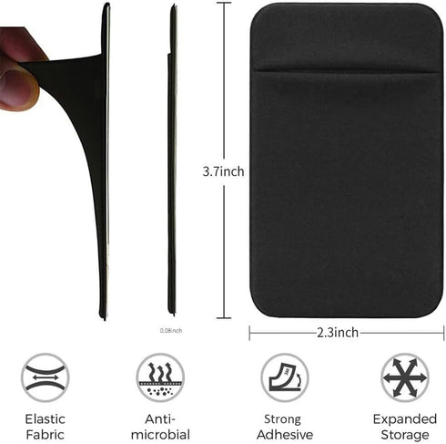 3Pack Cell Phone Card Holder for Back of Phone,Stretchy Stick on Wallet Pocket Credit Card ID Case Pouch Sleeve Self Adhesive Sticker for iPhone S...
